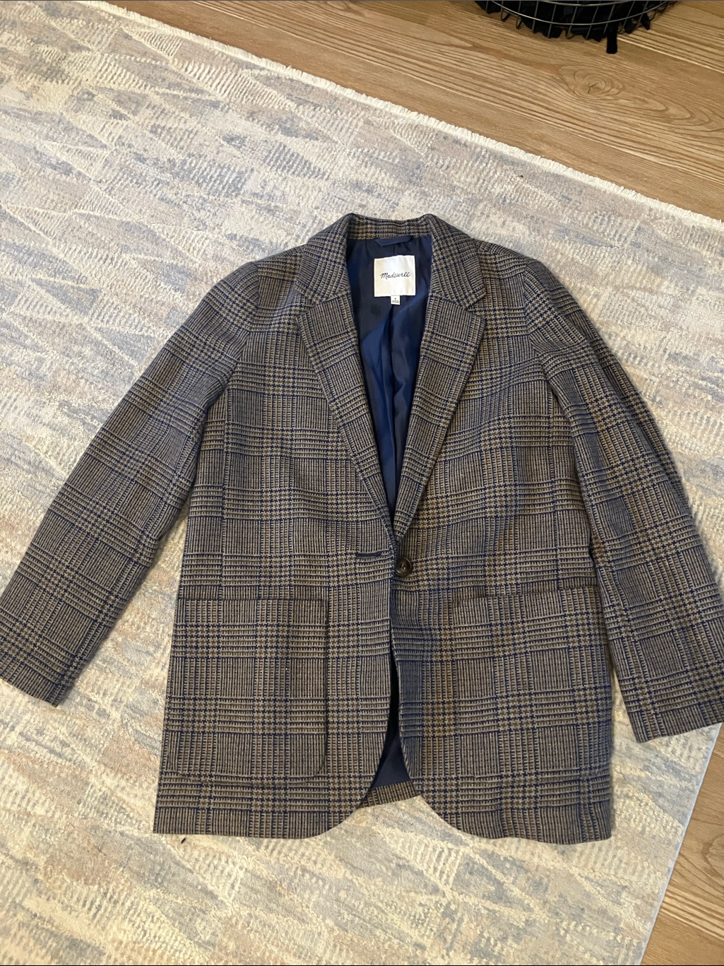 Madewell Larsen Womens Plaid Blazer In Taupe, Navy, Brown, And Olive